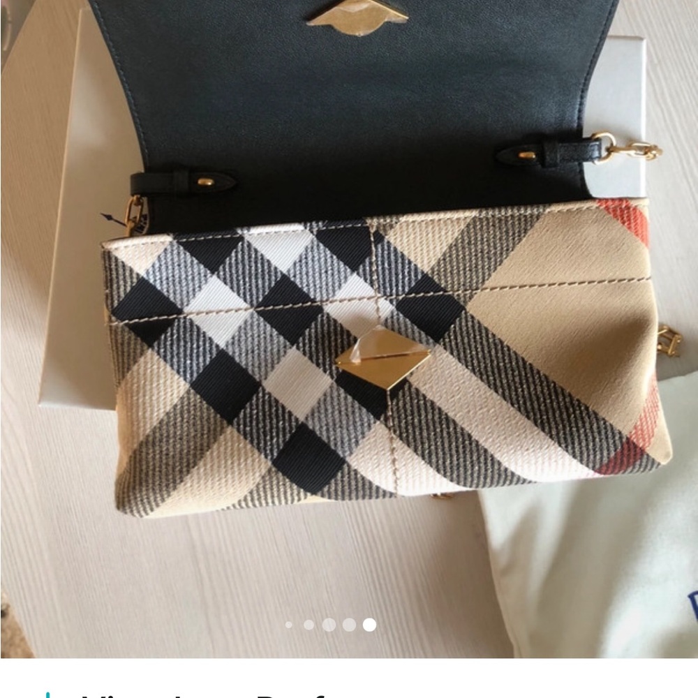Burberry Beige, Black and Red Mini Check Crossbody